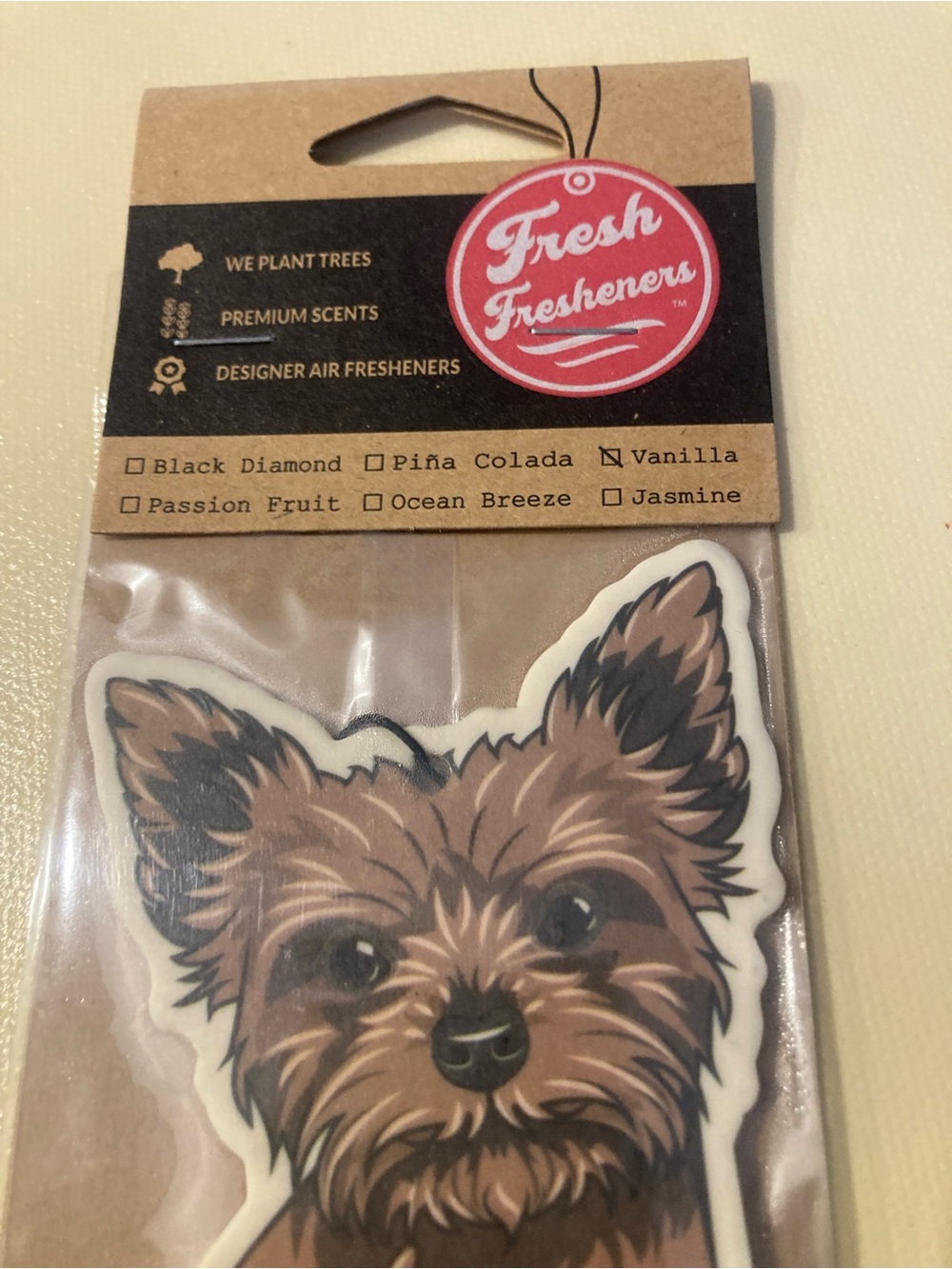 Brown Yorkie Dog Scented Air Freshener - Picture 3 of 3